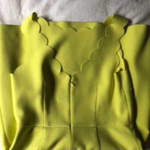 Yellow scallop trim shift dress